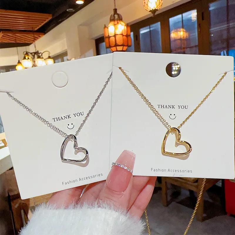Wholesale Jewelry IG Style Sweet Heart Shape Titanium Steel Plating Pendant Necklace