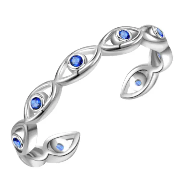 Wholesale Classic Style Devil's Eye Copper Inlay Zircon Open Ring