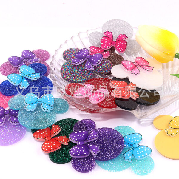Wholesale New Loose Powder Cartoon Mickey Head Bow Bag Accessories Acrylic Pin Cute DIY Patch Accessories
