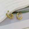 Wholesale 304 Stainless Steel C Shape Electroplated 18K Gold Plated Simple Style Ear Studs