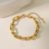 Wholesale PVD Coated Real Gold Plated U Shape 304 Stainless Steel Simple Style Waterproof Non Tarnish Bracelets Earrings Necklace
