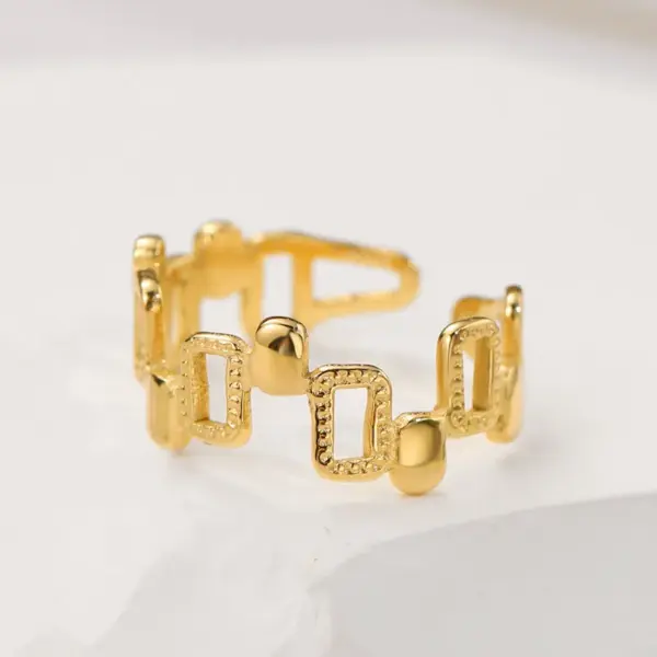 Wholesale PVD Coated 18K Gold Real Gold Plated Geometric 304 Stainless Steel Fashion Simple Style Waterproof Non Tarnish Rings