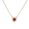 Wholesale Fashion Heart Shape Wine Glass Copper Enamel Plating Inlay Zircon Pendant Necklace 1 Piece