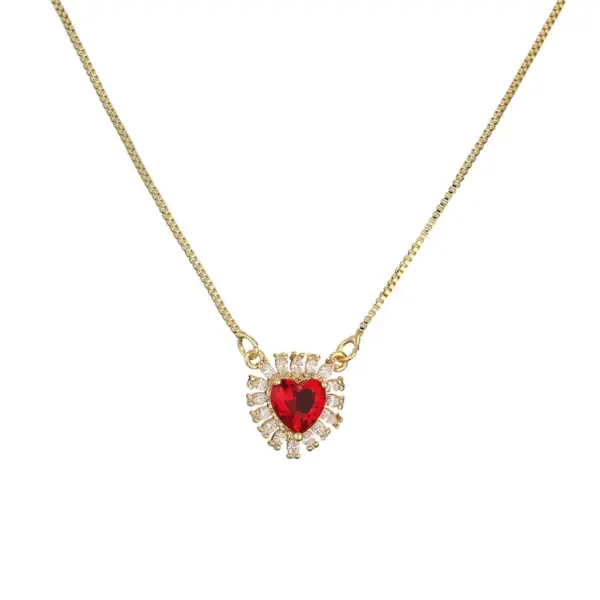 Wholesale Fashion Heart Shape Wine Glass Copper Enamel Plating Inlay Zircon Pendant Necklace 1 Piece