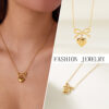 Wholesale European and American Ins Simple and Fresh Cute Bow Love Stainless Steel Necklace Temperament All-match High-end Clavicle Chain