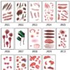 Wholesale in stock Halloween Realistic Scar Tattoo Sticks Tooth Marks Scratches Stitch Wound Scars Horror Party Tattoo Sticks