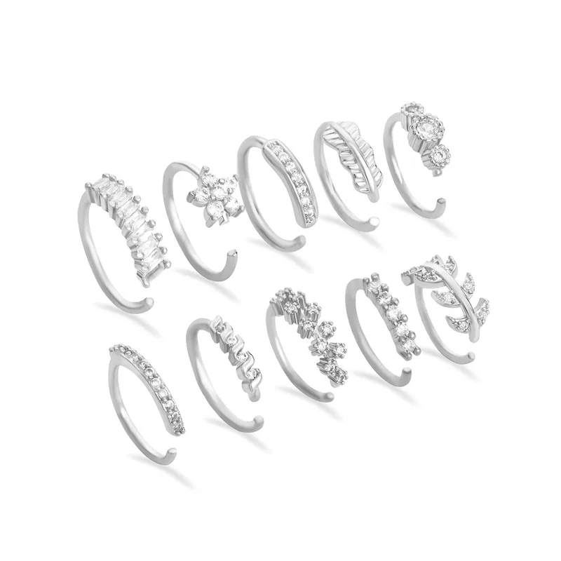 Wholesale 1 Piece Nose Rings & Studs Simple Style Geometric Alloy Inlay Rhinestones Nose Rings & Studs Nose Pin