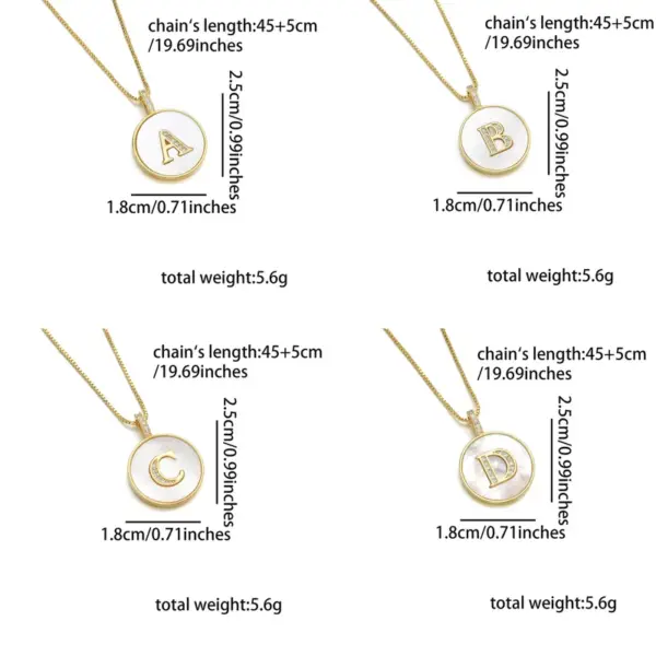 Wholesale Copper 18K Gold Plated Simple Style Classic Style Inlay Letter Letter Shell Zircon Pendant Necklace