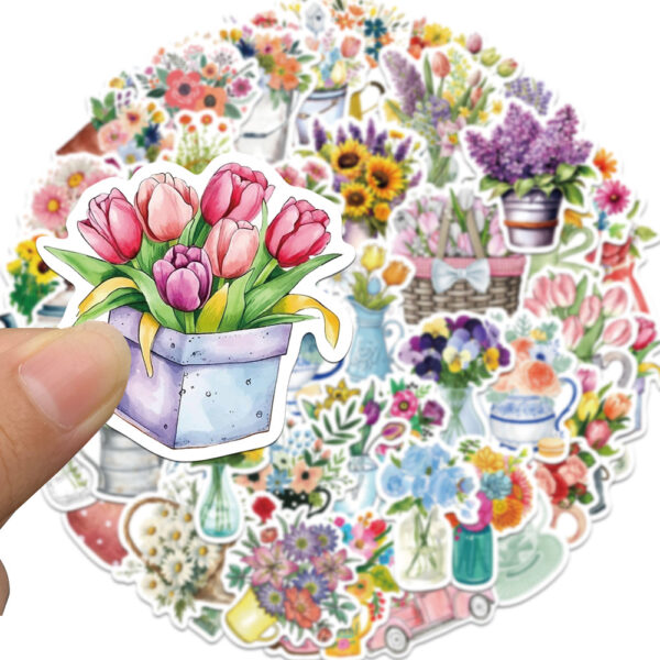 oly-faa7576bccee01acee3b24646ea9b1ed Wholesale 50 Cross-border New Flower Graffiti Stickers Cartoon Bouquet Waterproof Decorative Luggage Laptop Phone Stickers