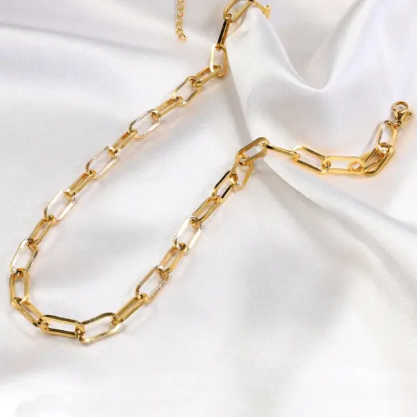 Wholesale PVD Coated 18K Gold Plated Geometric Stainless Steel Retro Simple Style 304 Stainless Steel Necklace