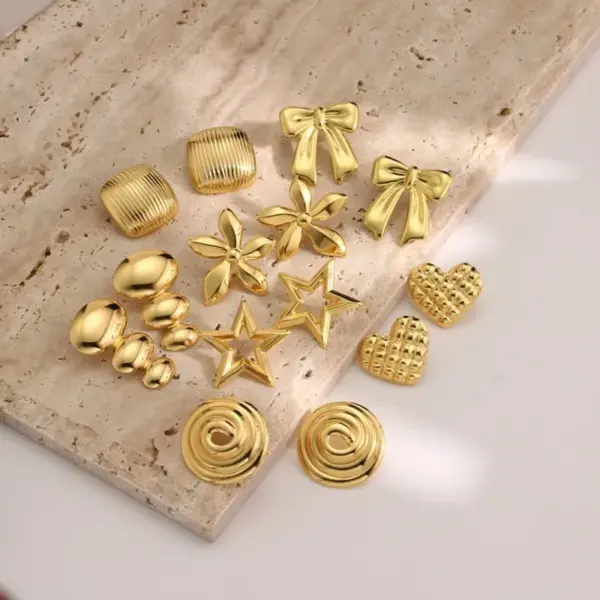 1 Pair IG Style Fairy Style Casual Geometric Square Star 304 Stainless Steel Imitation Gold Ear Studs