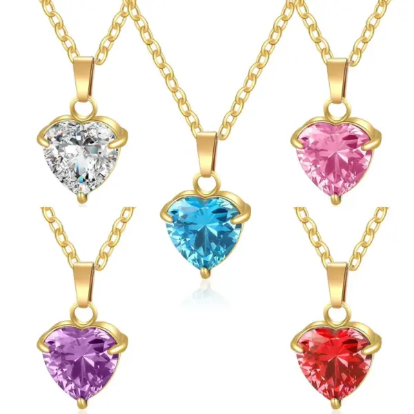 304 Stainless Steel 316 Stainless Steel Zircon Heart Shape Simple Style Classic Style Pendant Necklace For Women's