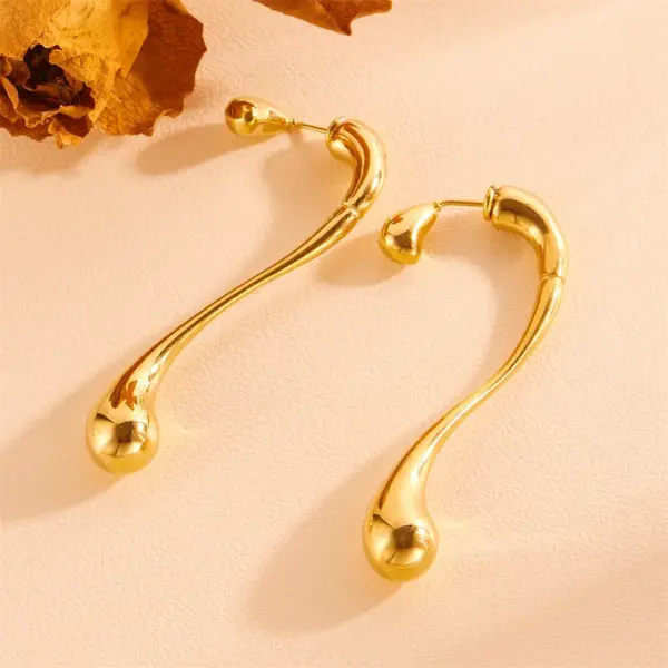 Wholesale 18K Real Gold Plated 304 Stainless Steel PVD Coated Rhinestones Solid Color Simple Style Drop Earrings For Women's