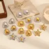 PVD Coated Real Gold Plated 18K Gold Geometric Star 304 Stainless Steel Modern Style Waterproof Non Tarnish Ear Studs