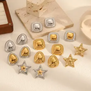 PVD Coated Real Gold Plated 18K Gold Geometric Star 304 Stainless Steel Modern Style Waterproof Non Tarnish Ear Studs