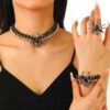 oly-fac4a0e9c1fba091781b952af1e9afb1 Wholesale Gothic Style Dark Punk Exaerated Diamond Necklace Bracelet Ring Necklace suit