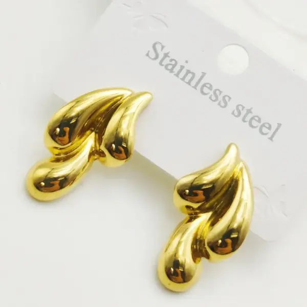Wholesale 304 Stainless Steel Paisley Water Droplets Electroplating 18K Gold Plated Golden Plated Elegant Waterproof Non Tarnish Gold Ear Studs