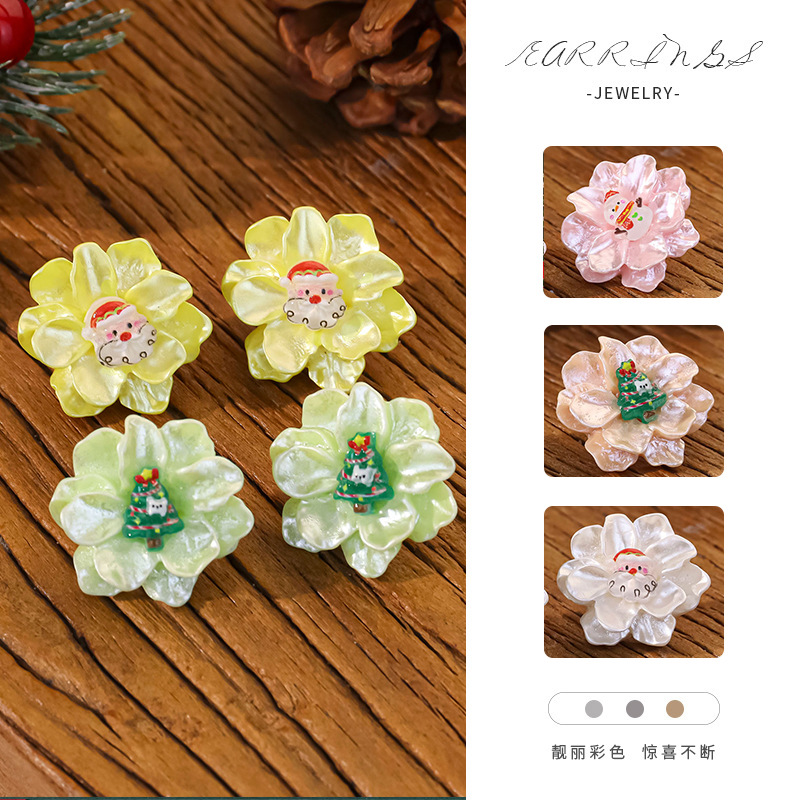 Wholesale Flower Christmas Tree Earrings