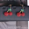 Wholesale Creative Cute Cherry Rhinestone Car Keychain Women's Bag Accessories Fruit Shape Pendant Small Gift Gift Accessories