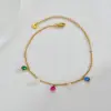 Wholesale 304 Stainless Steel Geometric PVD Coated Rhinestones 18K Real Gold Plated Princess Cute Artistic Waterproof Non Tarnish Inlay Anklet