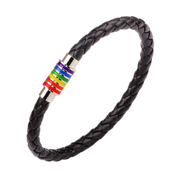 Wholesale Rainbow Element Braided Leather Bracelet