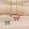 Wholesale Ion Plating (IP) Real Gold Plated Heart Shape Butterfly 304 Stainless Steel Elegant Cute Romantic Waterproof Non Tarnish 304 Stainless Steel Lobster Trigger Clasp Closure Pendant Necklace Necklace