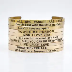 Wholesale Casual Simple Style Letter Stainless Steel Cuff Bracelets In Bulk