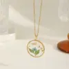 Wholesale Ion Plating (IP) 18K Gold Plated Dried Flower 304 Stainless Steel Casual Elegant Pendant Necklace