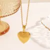Ion Plating (IP) 18K Gold Plated Heart Shape 304 Stainless Steel Simple Style IG Style Waterproof Non Tarnish 304 Stainless Steel Pendant Necklace