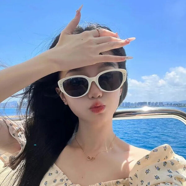 Wholesale Fashion Retro White Cat's Eye Sunglasses Women High-end Sense 6010 HD Nylon Sunscreen Women Sunglasses