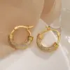 Copper Geometric Zircon Korean Style Gold Hoop Earrings