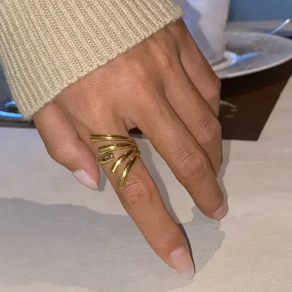 Wholesale Jewelry Simple Style Classic Style Geometric 304 Stainless Steel PVD Coated Open Rings