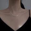 Wholesale S925 Silver Square Necklace New Entry Luxury Women's Summer Clavicle Chain Niche Design All-match Simple INS Style