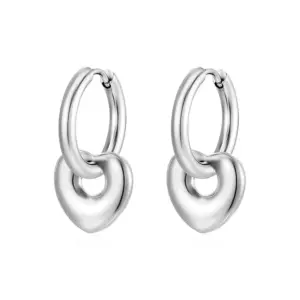 MS-654 Steel Color Hollow Heart Ear Clip