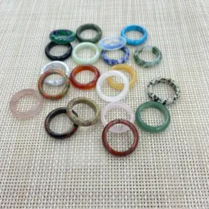 Retro Classic Style Geometric Dongling Crystal Agate Rings In Bulk