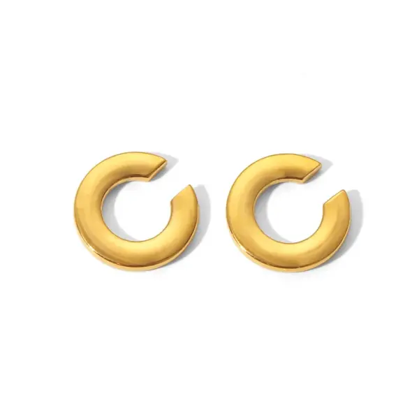 Wholesale PVD Coated Real Gold Plated 18K Gold Solid Color 304 Stainless Steel Retro Waterproof Non Tarnish Ear Studs
