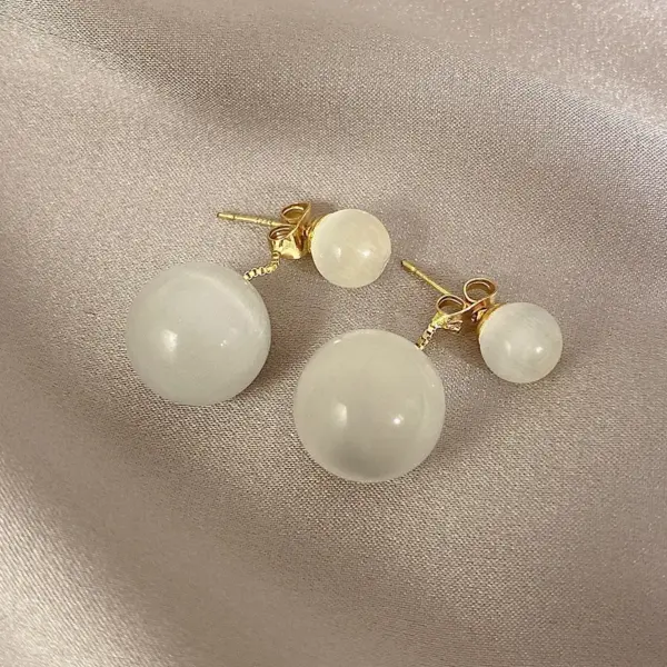 Wholesale 1 Pair Retro Square Flower Twist Inlay Copper Artificial Pearls Cat's Eye Stone Zircon Earrings