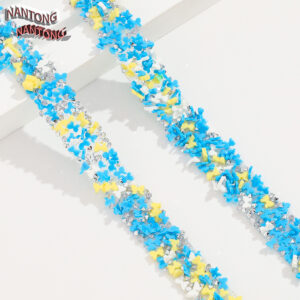 4 blue and yellow white bow tie with diamonds / 1.5cm double-layer hot melt adhesive, colorful resin mixed adhesive strip