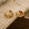 Wholesale 1 Pair Simple Style Commute Geometric Plating Copper 18k Gold Plated Hoop Earrings