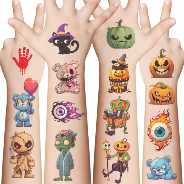 Wholesale Cross-border New Halloween Tattoo Stickers Waterproof Party Party Gifts Funny Fun Face Stickers Cross-border