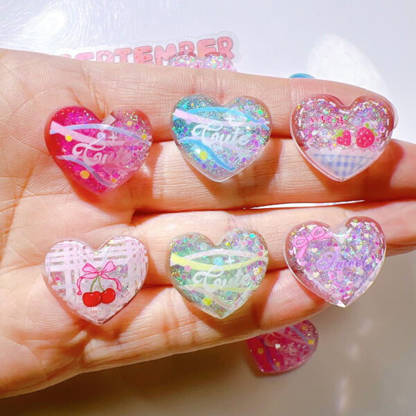 oly-fb117f05f6be7b93a796627ed7897854 Wholesale 10pcs Resin DIY Accessory Shoe Buckle with Sequins, Cherry, and Heart Design