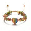 Wholesale Ethnic Style Heart Shape Natural Stone Knitting Bracelets
