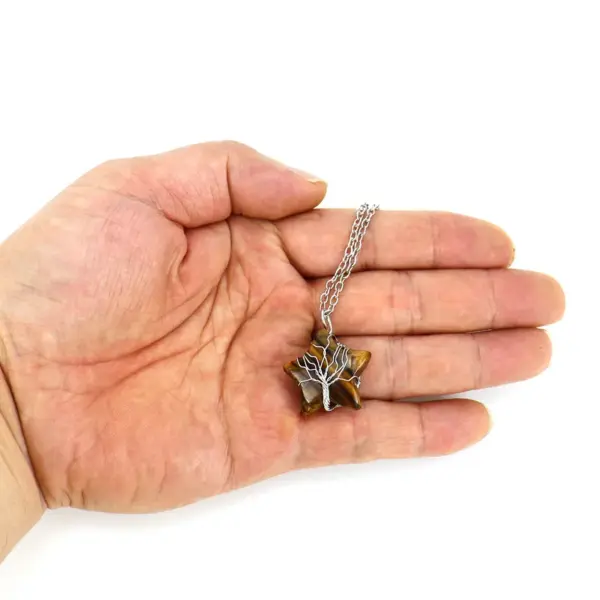 Wholesale Simple Style Star Natural Stone Ferroalloy Patchwork Pendant Necklace