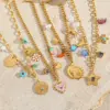 Wholesale Ion Plating (IP) 18K Gold Plated Sun Star Moon Heart Shape 304 Stainless Steel Casual Elegant Commute 304 Stainless Steel Multi Charms Necklace
