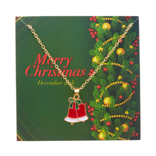 Wholesale Europe and the United States cross-border new Christmas necklace Joker fashion Christmas bell snowflake painting oil diamond paper card necklace