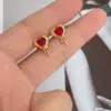Wholesale Copper Heart Shape Electroplating 18K Real Gold Plated Elegant Romantic Sweet Ear Studs