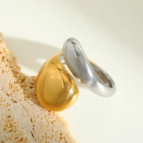 PVD Coated Real Gold Plated 18K Gold Irregular Geometric 304 Stainless Steel Casual Elegant Simple Style Waterproof Non Tarnish Open Rings