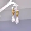 Fashion Irregular Gold Plated 304 Stainless Steel Titanium Steel Artificial Pearls 18K Gold Plated Vacuum Plating PVD Coated Earrings