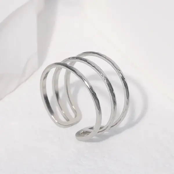 Wholesale PVD Coated Real Gold Plated Geometric Stainless Steel Simple Style Waterproof Non Tarnish Open Ring