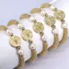 Wholesale Copper 18K Gold Plated Elegant Vintage Style Lady Plating Inlay Round Artificial Pearls Bracelets